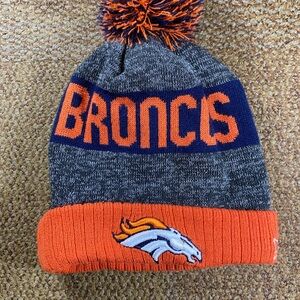 Denver Broncos grey and orange pom pom beanie